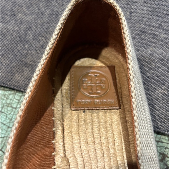 Tory Burch Sidney Espadrilles Size 9 Canvas Logo Flats Neutral - Picture 7 of 7